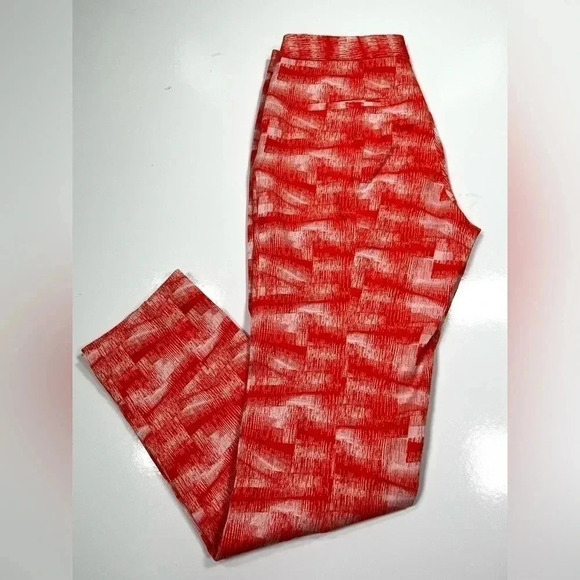 Hunter Bell Pants Orange Red White Paint Brush Ankle Cropped Slacks Size 4 - Picture 2 of 12